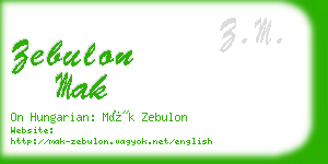 zebulon mak business card